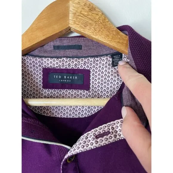 Ted Baker London Purple Classic Polo Shirt Breast Pocket Quiet Luxury - Picture 4 of 6